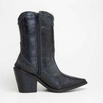 Bota Feminina Yesme em Couro Legítimo com Zíper Lateral Cano Médio - Confortável Tamanho:38Cor:Preto Bota Feminina Yesme em Couro Legítimo com Zíper Lateral Cano Médio - Confortável Tamanho:38Cor:Preto