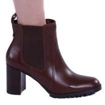 Bota Feminina Zariff Chelsea Salto Bloco 538-8324 Conhaque
