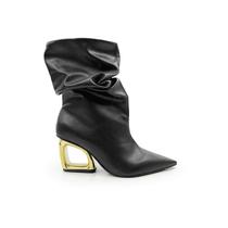 Bota Feminina Zatz Bico Fino Cano Médio Salto Dourado 6492 Bota Feminina Zatz Bico Fino Cano Médio Salto Dourado 6492