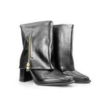 Bota Feminina Zatz Cano Médio Salto Bloco Elegante Zíper Lateral 5506
