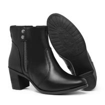 Bota Feminina Zíper Lateral Cano Curto Confortável Preta Bota Feminina Zíper Lateral Cano Curto Confortável Preta