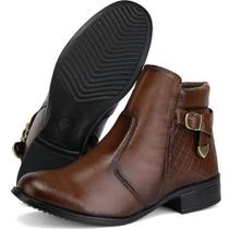 Bota Feminino Cano Curto Medio Com Ziper Lateral