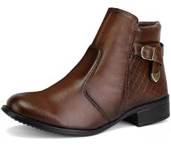 Bota Feminino Cano Curto Medio Com Ziper Lateral