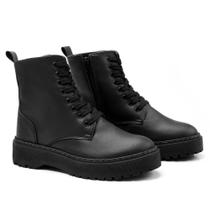 Bota Feminino Coturno Hencco Tratorado Cano Curto Casual Moderno