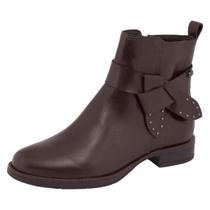 Bota Feminino Couro Detalhe Laço Conforto Cano Baixo Bottero Bota Feminino Couro Detalhe Laço Conforto Cano Baixo Bottero
