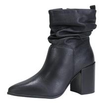 Bota Feminino Couro Salto Medio Cano Baixo Conforto Bottero Bota Feminino Couro Salto Medio Cano Baixo Conforto Bottero