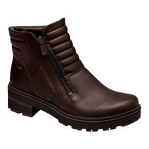 Bota Feminino Dakota G5653 Salto Tratorado Grosso Ziper Cano Baixo