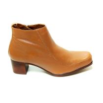 Bota Feminino Em Couro Vintage Retrô Boneca Salto Grosso Médio 4012