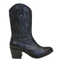 Bota Feminino New Born Ultraconforto Texana Couro Cano Médio Salto Bloco 8805 Preto Bota Feminino New Born Ultraconforto Texana Couro Cano Médio Salto Bloco 8805 Preto