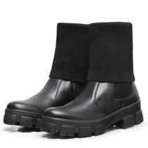 Bota Feminino Tratorada Chelsea Confortável Cano Medio e Alto Bota Feminino Tratorada Chelsea Confortável Cano Medio e Alto