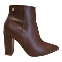 Bota Feminino Vizzano Casual Conforto Salto Bloco Alto Bico Fino Cano Curto 3105.100 Marrom Bota Feminino Vizzano Casual Conforto Salto Bloco Alto Bico Fino Cano Curto 3105.100 Marrom