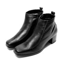 Bota Feminino Zambeze Em Couro Vintage Retrô Boneca Salto Grosso Médio Confortável 4012