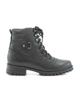 Bota FG Feminina Tratorada Couro Cano Medio Preto