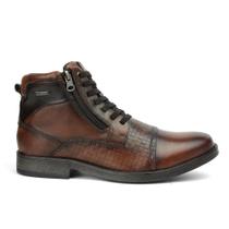 Bota FG Masculina Coturno Couro Social Urbano Whisky Marrom - Franca Griffe