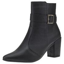 Bota Fivela Bico Fino Feminina Sapato Salto Alto Cano Curto
