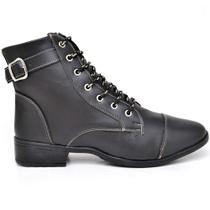 Bota Fivela Preto Feminina Coturno Cano Curto Coturninho Botinha Salto Baixo Lançamento Inverno 26
