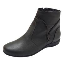 Bota Flat Cano Curto Couro de Carneiro Verde Militar