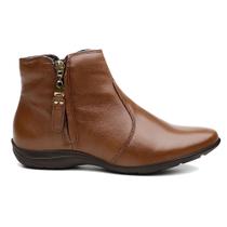 Bota Flat em Couro Feminino Rasteira Básico Zíper Resistente Confortável Bota Flat em Couro Feminino Rasteira Básico Zíper Resistente Confortável