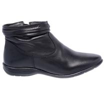 Bota Flat em Couro Feminino Rasteira Zíper Borda Camada Resistente Confortável Bota Flat em Couro Feminino Rasteira Zíper Borda Camada Resistente Confortável
