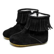 Bota Franja Infantil Bili Bilu Couro Camurça Preto 1808