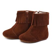 Bota Franja Infantil Bili Bilu Couro Camurça Terra 1801