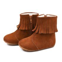 Bota Franja Infantil Bili Bilu Couro Nobuck Castor 1813