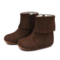 Bota Franja Infantil Bili Bilu Couro Nobuck Chocolate 1810