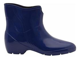 Bota Galocha Borracha Feminina Cano Curto Azul Pvc N 34