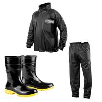 Bota Galocha de Borracha Antidderrapante Bracol Com Capa de Chuva Para Motoqueiro Impermeavel Brascamp