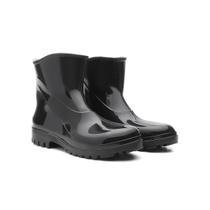 Bota galocha de borracha pvc para andar de moto forrada cano curto preta confortavel epi antiderrapante bracol reforçada