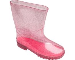 Bota Galocha de Led Infantil Pampili Lulu Transparente com Glitter Pink 205013