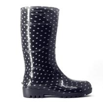 Bota Galocha Feminina Poá De Bolinha Cano Longo Preta Impermeável Leve Bota Galocha Feminina Poá De Bolinha Cano Longo Preta Impermeável Leve