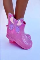 Bota Galocha Infantil Borboleta Rosa Menina Cano Baixo Chuva