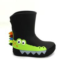 Bota Galocha Infantil Masculina Plugt Menino Crocodilo Preta Impermeável e Antiderrapante Bota Galocha Infantil Masculina Plugt Menino Crocodilo Preta Impermeável e Antiderrapante