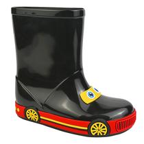 Bota Galocha Menino Infantil Luelua 41624 Carro Preto Chuva