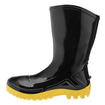 Bota Galocha Pvc Médio Preto Com Solado Amarelo Vulcaflex 35