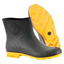 Bota Galocha Pvc Pega Forte Preta/Amarela No.42 Cano Curto Com Meia