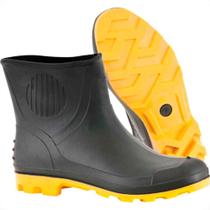 Bota Galocha Pvc Pega Forte Preta/Amarela No.42 Cano Curto Com Meia