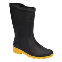 Bota Galocha Unissex Cano Médio Preto Amarelo Pega Forte 00323-05584