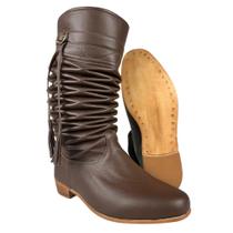 Bota Gaúcha Tradicional Sanfonada Masculina Original ADS Marrom Solado Em Couro Ref. 636