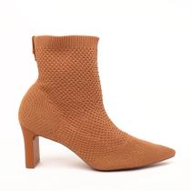 Bota Giulia Domna Salto Barra Médio Bico Fino Knit Bota Giulia Domna Salto Barra Médio Bico Fino Knit
