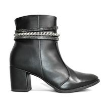 Bota Godiva Bico Fino Strass Feminina Preta