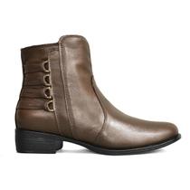 Bota Godiva Feminina Cano Curto Salto Baixo Marrom Escuro