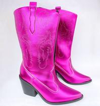 Bota Hannah Texana Rosa Metalizado/Preto Dona Be