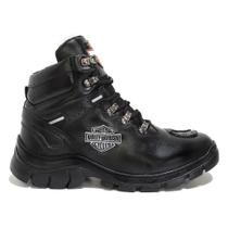 Bota Harley Davidson Masculina Motociclista em Couro com Palmilha GEL Protetor de Cambio Força e Resistencia HD-2998 Pre