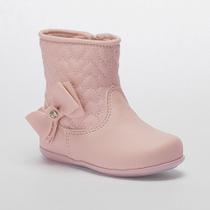 Bota Infantil Bebê Menina Laço Matelassê Coração Rosa