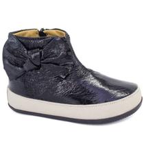 Bota Infantil Blue Infantis Luara de Couro Verniz Preto