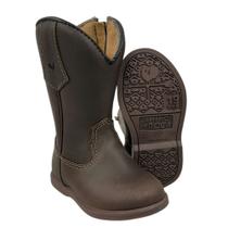 Bota Infantil Caminhos Da Roça Bico Redondo Couro Liso Café Com Zíper RefKI063 Bota Infantil Caminhos Da Roça Bico Redondo Couro Liso Café Com Zíper RefKI063
