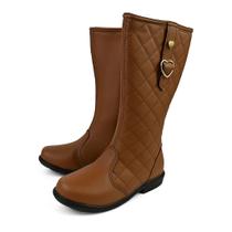 Bota Infantil Cano Alto Coturno Menina Fleca Matelassê Lançamento