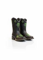 Bota Infantil Country Bordada Azul Cano Médio Confortável